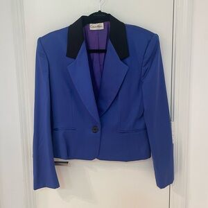 Vintage Calvin Klein Cobalt Blue Blazer with Black Collar